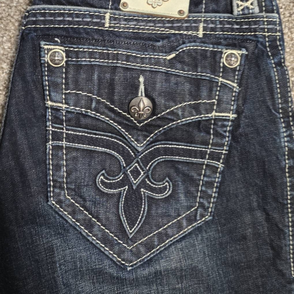 Rock Revival Men's Dark Blue Jeans - Picture 5 of 7